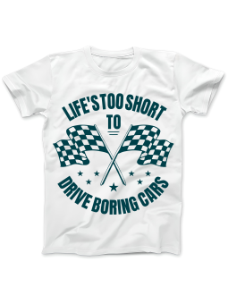 Koszulka Koszulka Damska Life Is Too Short To Drive Boring Cars Biała - Śmieszne T-Shirty z Nadrukami ?