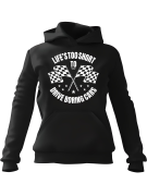 Bluza Damska z kapturem Life Is Too Short To Drive Boring Cars Czarna - Modna Odzież z Nadrukami ?