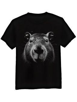 Koszulka Koszulka Męska Realistyczna Kapibara Czarna - Mustang Motoryzacja