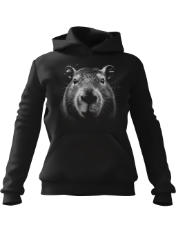 Bluza Męska z kapturem Realistyczna Kapibara Czarna - Śmieszne gadżety z Nadrukami ?