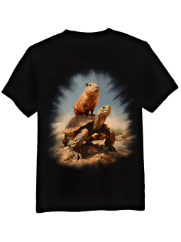 Koszulka Koszulka Męska Kapibara Na Żółwiu Czarna - Mustang Motoryzacja