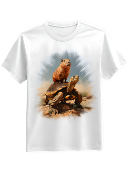 Koszulka Koszulka Męska Kapibara Na Żółwiu Biała - Mustang Motoryzacja