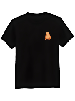 Koszulka Koszulka Męska Kapibara Nadruk Na Piersi Czarna - Mustang Motoryzacja