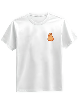 Koszulka Koszulka Męska Kapibara Nadruk Na Piersi Biała - Mustang Motoryzacja