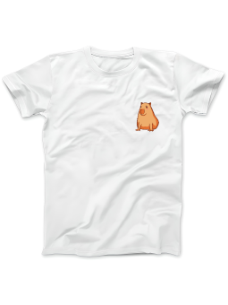 Koszulka Koszulka Damska Kapibara Nadruk Na Piersi Biała - Śmieszne T-Shirty z Nadrukami ?