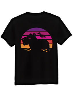 Koszulka Koszulka Męska Kapibara Zarys Czarna - Mustang Motoryzacja