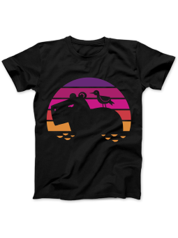 Koszulka Koszulka Damska Kapibara Zarys Czarna - Śmieszne T-Shirty z Nadrukami ?