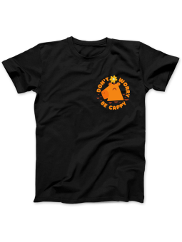 Koszulka Koszulka Damska Don't Worry Be Capy Nadruk Na Piersi Czarna - Śmieszne T-Shirty z Nadrukami ?