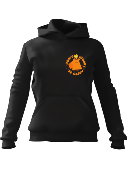 Bluza Damska z kapturem Don't Worry Be Capy Nadruk Na Piersi Czarna - Modna Odzież z Nadrukami ?