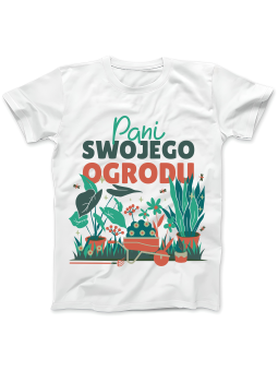 Koszulka Koszulka Damska Pani Swojego Ogrodu Biała - Śmieszne T-Shirty z Nadrukami ?