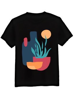 Koszulka Koszulka Męska Abstrakcyjne Rośliny Czarna - Mustang Motoryzacja