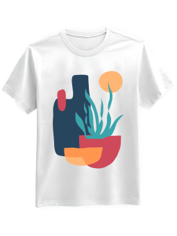 Koszulka Koszulka Męska Abstrakcyjne Rośliny Biała - Mustang Motoryzacja