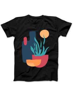 Koszulka Koszulka Damska Abstrakcyjne Rośliny Czarna - Śmieszne T-Shirty z Nadrukami ?