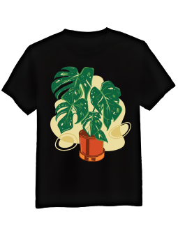 Koszulka Koszulka Męska Monstera w Doniczce Czarna - Mustang Motoryzacja