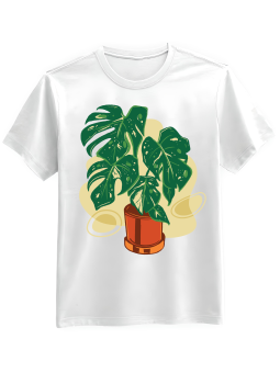 Koszulka Koszulka Męska Monstera w Doniczce Biała - Mustang Motoryzacja