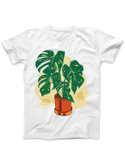 Koszulka Koszulka Damska Monstera w Doniczce Biała - Śmieszne T-Shirty z Nadrukami ?