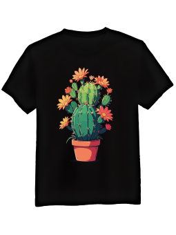 Koszulka Koszulka Męska Kwitnący Kaktus Czarna - Mustang Motoryzacja