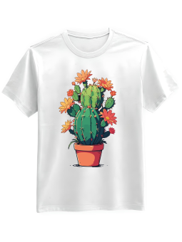 Koszulka Koszulka Męska Kwitnący Kaktus Biała - Mustang Motoryzacja