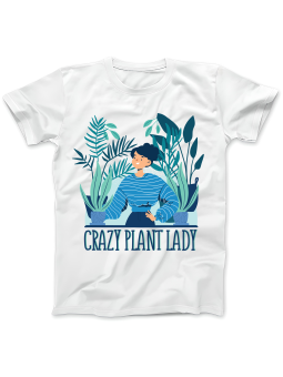 Koszulka Koszulka Damska Crazy Plant Lady Biała - Śmieszne T-Shirty z Nadrukami ?