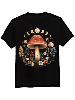 Koszulka Koszulka Męska Muchomor Fazy Księżyca Czarna - Mustang Motoryzacja