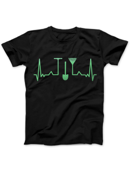 Koszulka Koszulka Damska Ogrodniczy Heartbeat Czarna - Śmieszne T-Shirty z Nadrukami ?