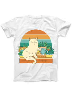 Koszulka Koszulka Damska Kot Ogrodnik Biała - Śmieszne T-Shirty z Nadrukami ?