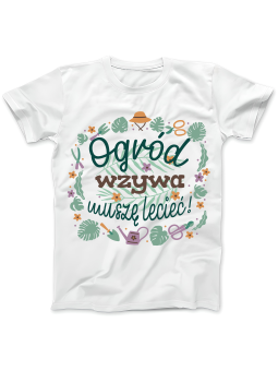 Koszulka Koszulka Damska Ogród Wzywa Biała - Śmieszne T-Shirty z Nadrukami ?