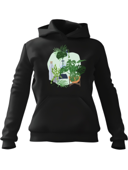 Bluza Damska z kapturem Home Jungle Czarna - Modna Odzież z Nadrukami ?