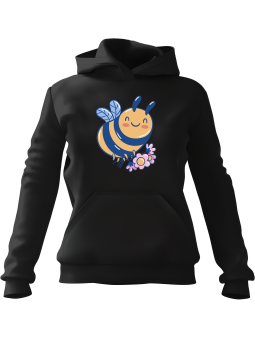 Bluza Damska z kapturem Słodka Pszczółka Czarna - Modna Odzież z Nadrukami ?