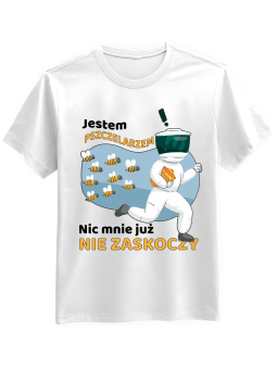 Koszulka Koszulka Męska Jestem Pszczelarzem Nic Mnie Już Nie Zaskoczy Biała - Mustang Motoryzacja