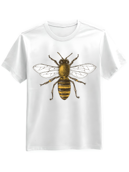 Koszulka Koszulka Męska Rysunek Pszczoła Biała - Mustang Motoryzacja