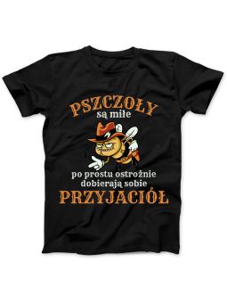 Koszulka Koszulka Damska Pszczoły Są Miłe Czarna - Śmieszne T-Shirty z Nadrukami ?