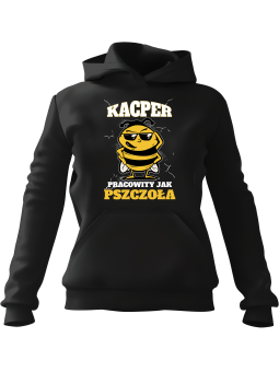 Bluza Męska z kapturem Pracowity Jak Pszczoła [WYBIERZ IMIĘ] - Śmieszne gadżety z Nadrukami ?