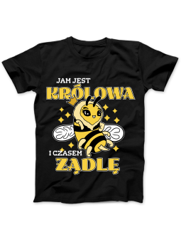 Koszulka Koszulka Damska Jam Jest Królowa Czarna - Śmieszne T-Shirty z Nadrukami ?