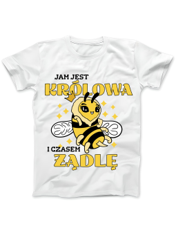 Koszulka Koszulka Damska Jam Jest Królowa Biała - Śmieszne T-Shirty z Nadrukami ?