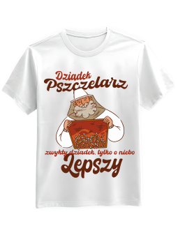 Koszulka Koszulka Męska Dziadek Pszczelarz Biała - Mustang Motoryzacja