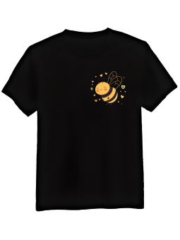 Koszulka Koszulka Męska Uśmiechnięta Pszczoła Nadruk Na Piersi Czarna - Mustang Motoryzacja