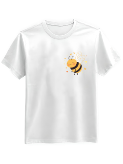 Koszulka Koszulka Męska Uśmiechnięta Pszczoła Nadruk Na Piersi Biała - Mustang Motoryzacja