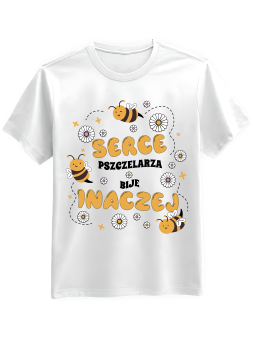 Koszulka Koszulka Męska Serce Pszczelarza Biała - Mustang Motoryzacja