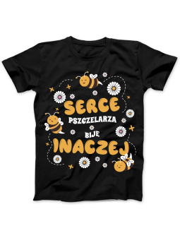 Koszulka Koszulka Damska Serce Pszczelarza Czarna - Śmieszne T-Shirty z Nadrukami ?