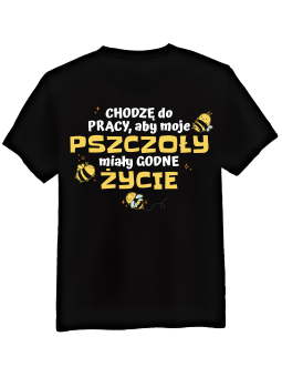 Koszulka Koszulka Męska Pszczoły Chodzę Do Pracy Czarna - Mustang Motoryzacja