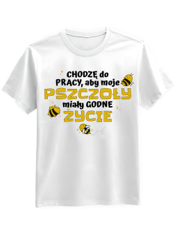 Koszulka Koszulka Męska Pszczoły Chodzę Do Pracy Biała - Mustang Motoryzacja