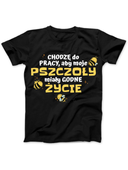 Koszulka Koszulka Damska Pszczoły Chodzę Do Pracy Czarna - Śmieszne T-Shirty z Nadrukami ?