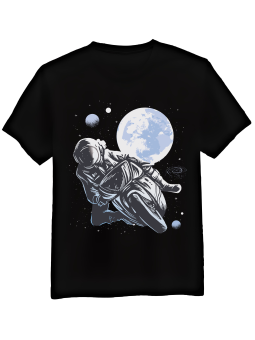 Koszulka Koszulka Męska Motocyklista w Kosmosie Czarna - Mustang Motoryzacja