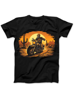 Koszulka Koszulka Damska Szkielet Na Motocyklu Czarna - Śmieszne T-Shirty z Nadrukami ?