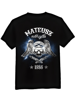 Koszulka Koszulka Męska Motorcycles Czaszka [WYBIERZ IMIĘ I ROCZNIK] - Śmieszne T-Shirty z Nadrukami ?