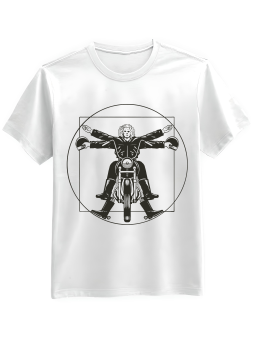 Koszulka Koszulka Męska Vitruvian Biker Biała - Mustang Motoryzacja