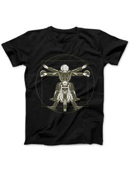 Koszulka Koszulka Damska Vitruvian Biker Czarna - Śmieszne T-Shirty z Nadrukami ?