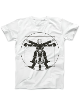 Koszulka Koszulka Damska Vitruvian Biker Biała - Śmieszne T-Shirty z Nadrukami ?