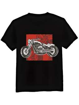 Koszulka Koszulka Męska Motocykl Na Czerwonym Tle Czarna - Mustang Motoryzacja